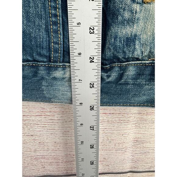 Levi's Denim Trucker Jean Vest Mens Medium Blue Medium Wash Rough Hem - Picture 12 of 12